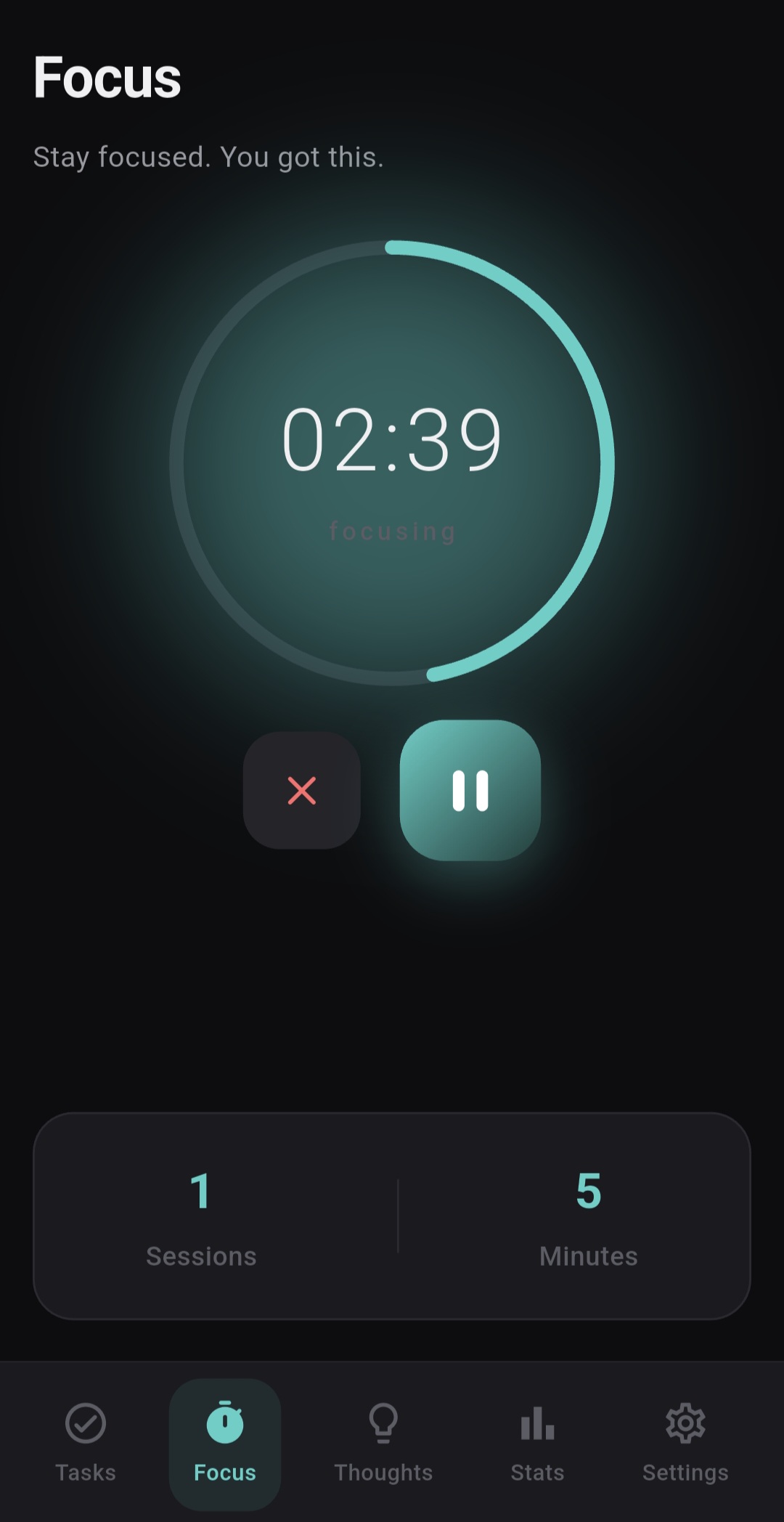 ADHDaily Focus screen