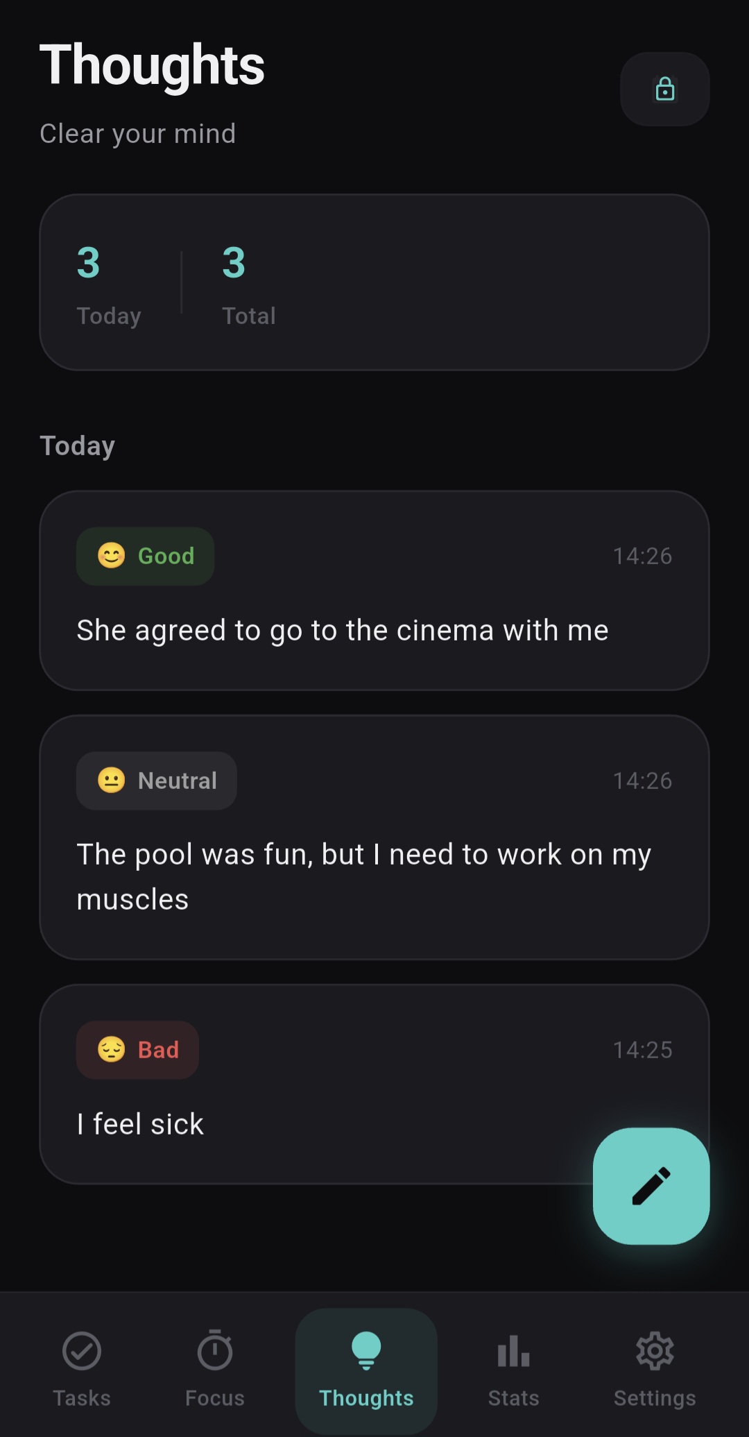 ADHDaily Thought Capture screen